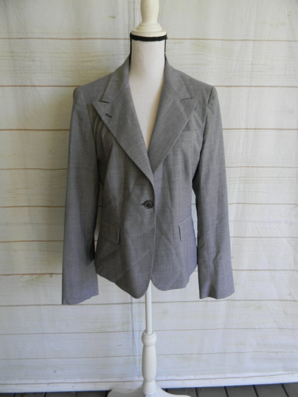MAX MARA GRAY WOOL BLEND MADE IN ITALY CAREER OFFICE BLAZER SUIT JACKET SZ 14